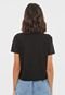 Camiseta Cropped Guess Lettering Preta - Marca Guess
