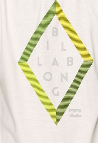 Camiseta Manga Curta Billabong Collision Off-White/Verde/Amarela