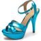 Sandália Tamanco Plataforma Salto Alto Fino Em Azul Serenity Metalizado - Marca Carolla Shoes