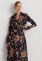 Vestido Lauren Ralph Lauren Midi Floral Azul-Marinho - Marca Lauren Ralph Lauren