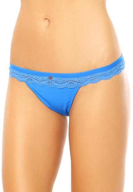 Calcinha Calvin Klein Underwear Tanga Renda Azul - Marca Calvin Klein Underwear
