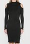 Vestido Tricot Facinelli by MOONCITY Curto Cut Out Canelado Preto - Marca Facinelli