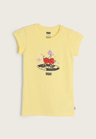 Camiseta Infantil Levis Cherry Disco Amarela
