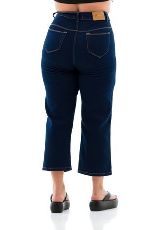 Pantacourt Jeans Feminina Arauto Comfy  Azul