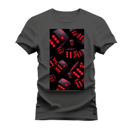 Camiseta Plus Size T-Shirt Confortável Estampada Dados No Lançe - Grafite - Marca Nexstar
