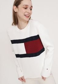 Sweater Tommy Hilfiger Cotton Flag CNK Blanco - Calce Regular