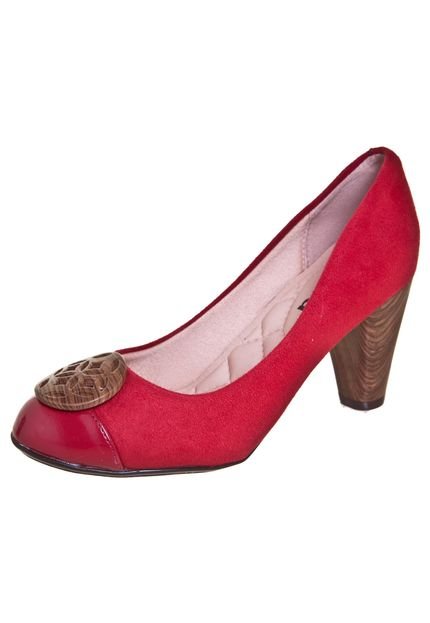 Scarpin Moleca Medalha Vermelho - Marca Moleca