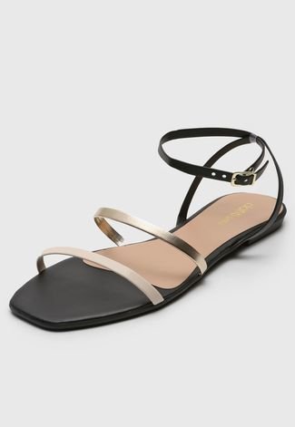 Sandália Rasteira DAFITI SHOES Tiras Preta - Compre Agora