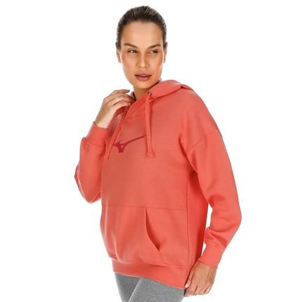 Moletom Feminino Mizuno Sportstyle Canguru Coral - Marca Mizuno