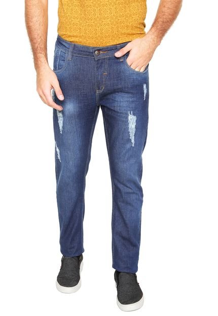 Calça Jeans Local Slim Estonada Azul - Marca Local