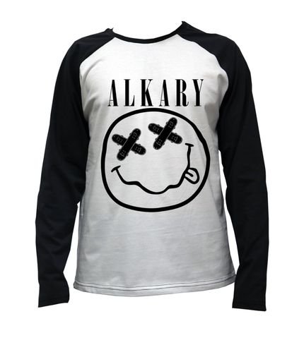 Camiseta Alkary Raglan Manga Longa Nirvana Branca e Preta - Marca Alkary