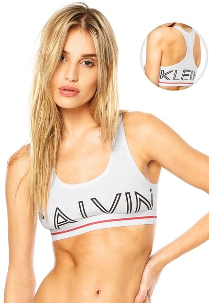 Sutiã Calvin Klein Underwear Top Nadador Logo Branco - Marca Calvin Klein Underwear
