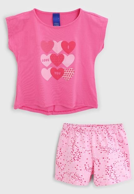 Pijama Malwee Kids Curto Infantil Coração Rosa - Marca Malwee Kids