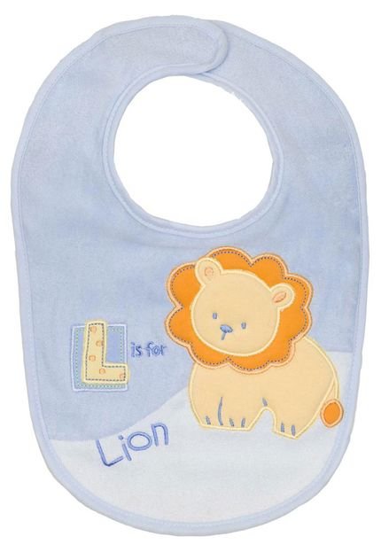 Babador  L  Is For Lion Maxi Baby Azul - Marca Maxi Baby