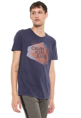 Camiseta Calvin Klein Jeans Abstrato Azul