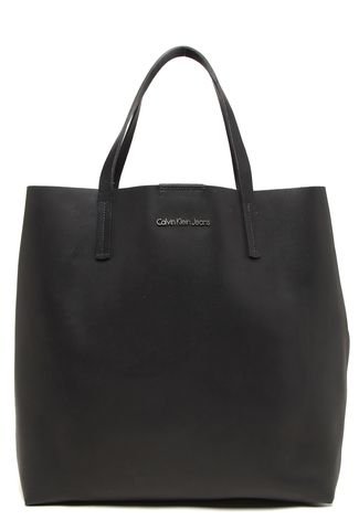 Bolsa Couro Sacola Calvin Klein Logo Preto