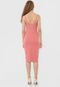 Vestido Colcci Midi Canelado Rosa - Marca Colcci