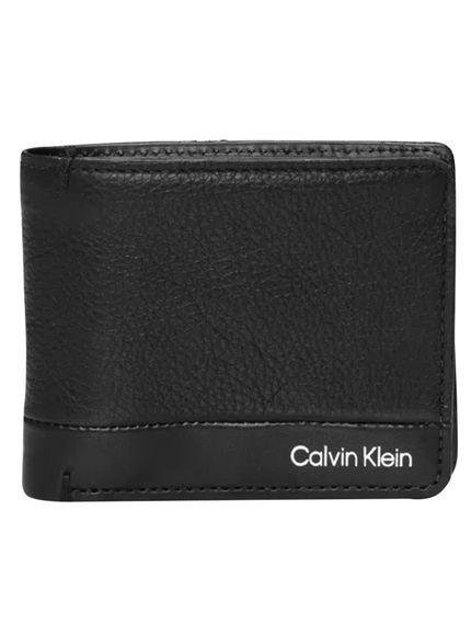 Carteira Calvin Klein Masculina Couro Social CKS Texture Queima Preta - Marca Calvin Klein