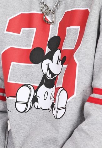 Blusa de Moletom Flanelada Fechada Cativa Disney Mickey Cinza