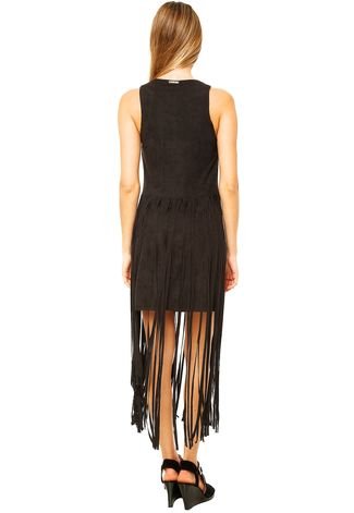 Vestido Curto Morena Rosa Franjas Preto - Compre Agora