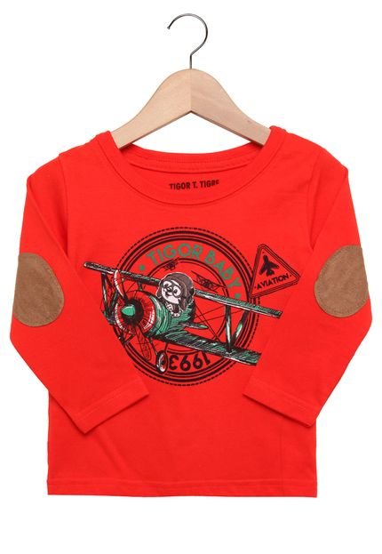 Camiseta Tigor T. Tigre Manga Longa Menino Vermelho - Marca Tigor T. Tigre