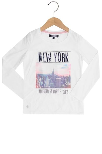 Blusa Tommy Hilfiger Kids Manga Longa Menina Branco - Marca Tommy Hilfiger Kids