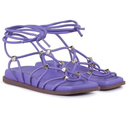 Sandália Papete De Amarrar Napa Soft Lilas - Marca Carolla Shoes