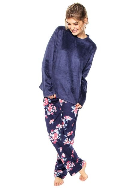 Pijama Any Any Soft Navy Flower Azul-marinho - Marca Any Any