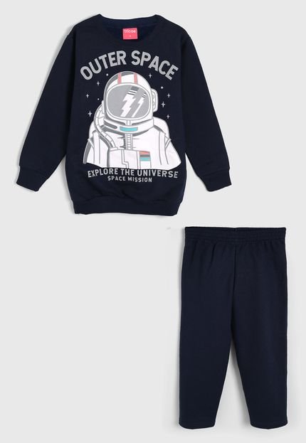 Conjunto Manga Longa 2pçs Tricae Infantil Astronauta Azul-Marinho - Marca Tricae