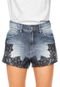 Short Jeans Colcci Bordados Azul Marinho - Marca Colcci