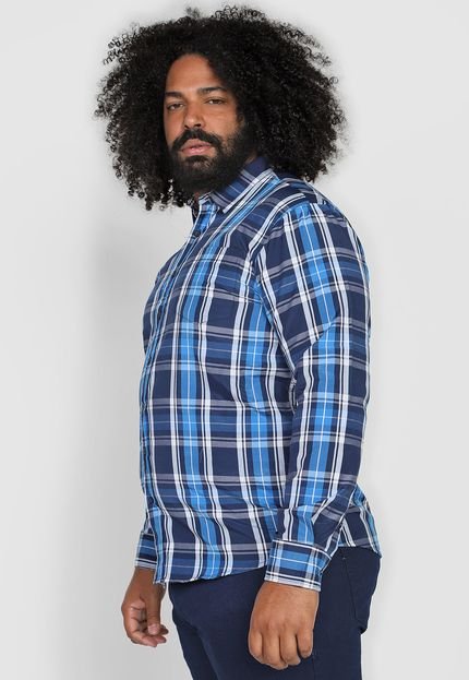 Camisa Delkor Reta Xadrez Bolso Azul - Marca Delkor