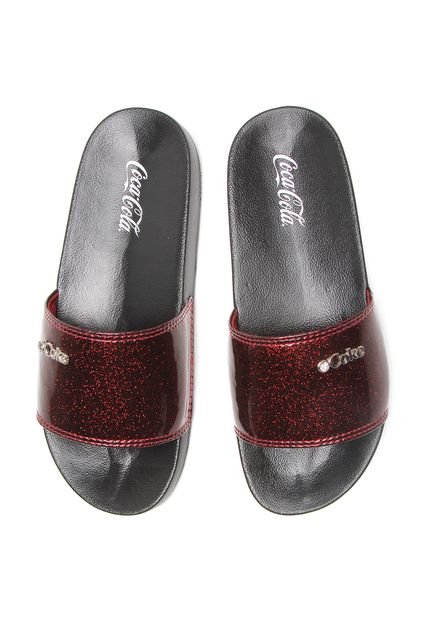 Chinelo Slide Coca Cola Shoes Glitter Vermelha - Marca Coca Cola