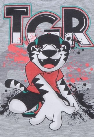 Camiseta Tigor T. Tigre Menino Estampa Frontal Cinza