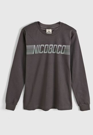 Camiseta Nicoboco Infantil Logo Grafite