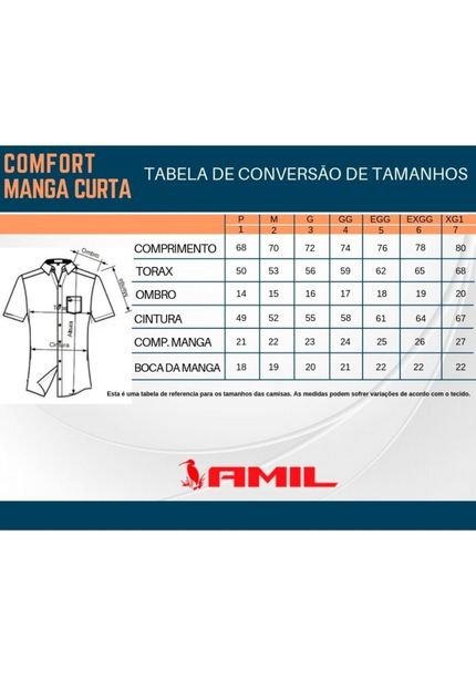 Camisa Manga Curta Amil Xadrez 2 Bolsos Comfort 1781 Cor 19 - Marca Amil