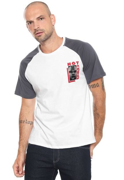 Camiseta FiveBlu Raglan Branca/ Cinza - Marca FiveBlu