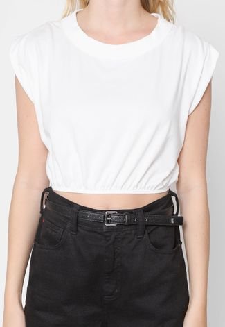 Blusa Cropped Colcci Muscle Tee Off-White - Compre Agora