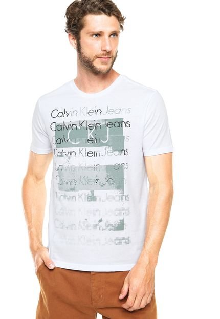 Camiseta Calvin Klein Jeans Estampa Logo Frontal Branca - Marca Calvin Klein Jeans