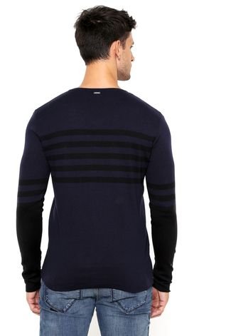 Suéter Calvin Klein Jeans Tricot Listras Azul-marinho/Preto