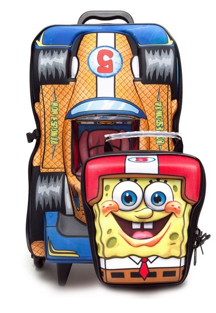 Kit Mochila e Lancheira Grande Max Toy Bob Esponja F1 Escolar Amarelo - Marca Max Toy