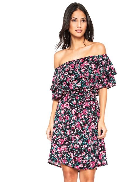 Vestido FiveBlu Curto Floral Preto - Marca FiveBlu