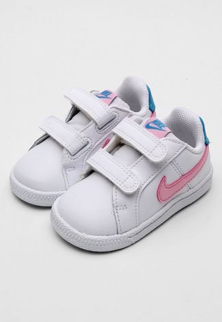 Tênis Couro Nike Infantil Court Royale Branco/Rosa