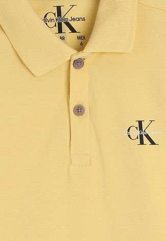 Camisa Polo Calvin Klein Kids Logo Amarela