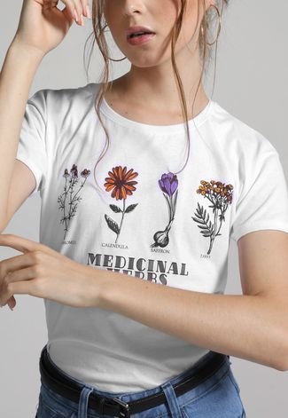 Camiseta Forever 21 Medical Herbs Branca