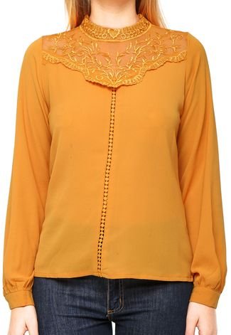 Blusa Manga Longa Acrobat Renda Amarela