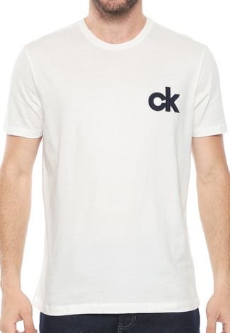 Camiseta Calvin Klein Bordada Off-White