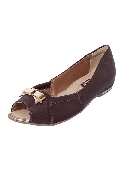 Peep Toe Comfortflex Salto Embutido Marrom - Marca Comfortflex