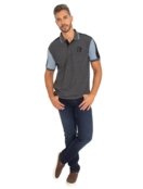 Polo Aleatory Masculina Piquet Patch Black Grey Heather Chumbo - Marca Aleatory