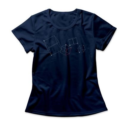 Camiseta Feminina Squares - Azul Marinho - Marca Studio Geek 