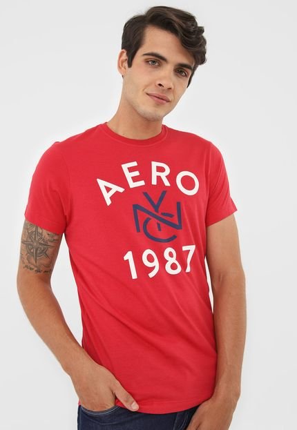 Camiseta Aeropostale Lettering Vermelha - Marca Aeropostale